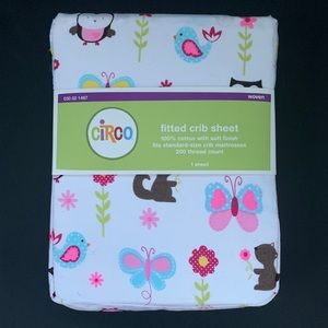 Circo Fitted Crib Sheet w/ squirrels & butterflies